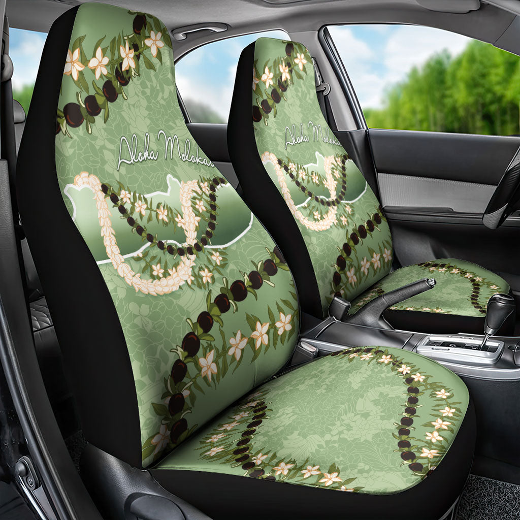 Hawaii Molokai Island Flowers Lei Car Seat Cover Kukui Nut Mossy Green