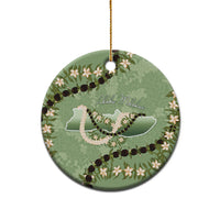 Hawaii Molokai Island Flowers Lei Ceramic Ornament Kukui Nut Mossy Green LT7 - Polynesian Pride