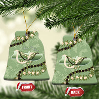 Hawaii Molokai Island Flowers Lei Ceramic Ornament Kukui Nut Mossy Green LT7 Bell Flake Moss Green - Polynesian Pride