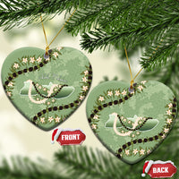 Hawaii Molokai Island Flowers Lei Ceramic Ornament Kukui Nut Mossy Green LT7 Heart Moss Green - Polynesian Pride