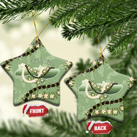 Hawaii Molokai Island Flowers Lei Ceramic Ornament Kukui Nut Mossy Green LT7 Star Moss Green - Polynesian Pride