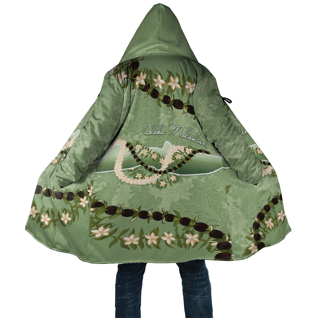 Hawaii Molokai Island Flowers Lei Cloak Kukui Nut Mossy Green LT7 Unisex Moss Green - Polynesian Pride