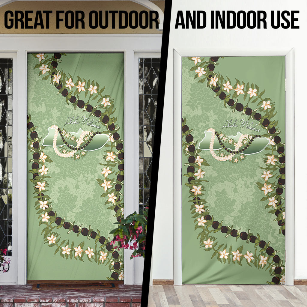 Hawaii Molokai Island Flowers Lei Door Cover Kukui Nut Mossy Green