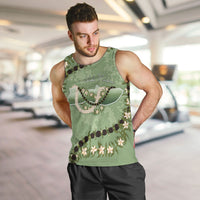 Hawaii Molokai Island Flowers Lei Men Tank Top Kukui Nut Mossy Green