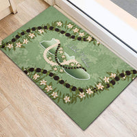 Hawaii Molokai Island Flowers Lei Rubber Doormat Kukui Nut Mossy Green