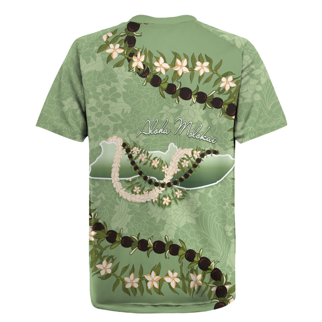 Hawaii Molokai Island Flowers Lei Rugby Jersey Kukui Nut Mossy Green