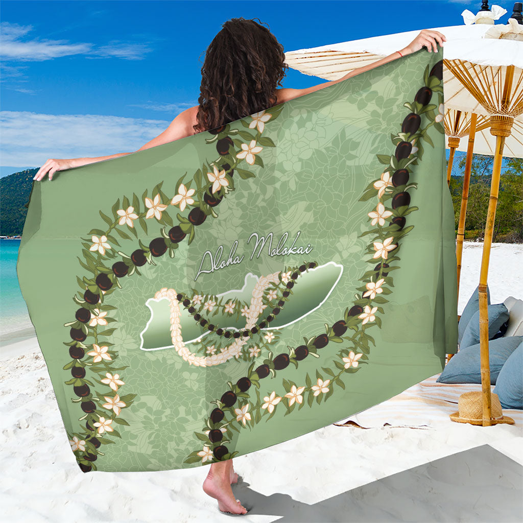 Hawaii Molokai Island Flowers Lei Sarong Kukui Nut Mossy Green LT7 One Size 44 x 66 inches Moss Green - Polynesian Pride