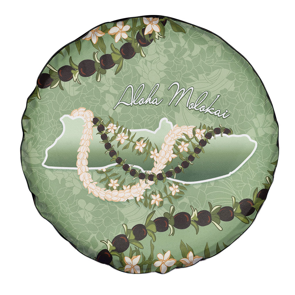Hawaii Molokai Island Flowers Lei Spare Tire Cover Kukui Nut Mossy Green