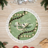 Hawaii Molokai Island Flowers Lei Tree Skirt Kukui Nut Mossy Green LT7 Fringed Moss Green - Polynesian Pride