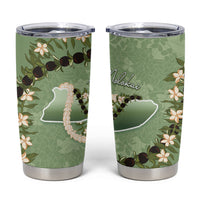 Hawaii Molokai Island Flowers Lei Tumbler Cup Kukui Nut Mossy Green