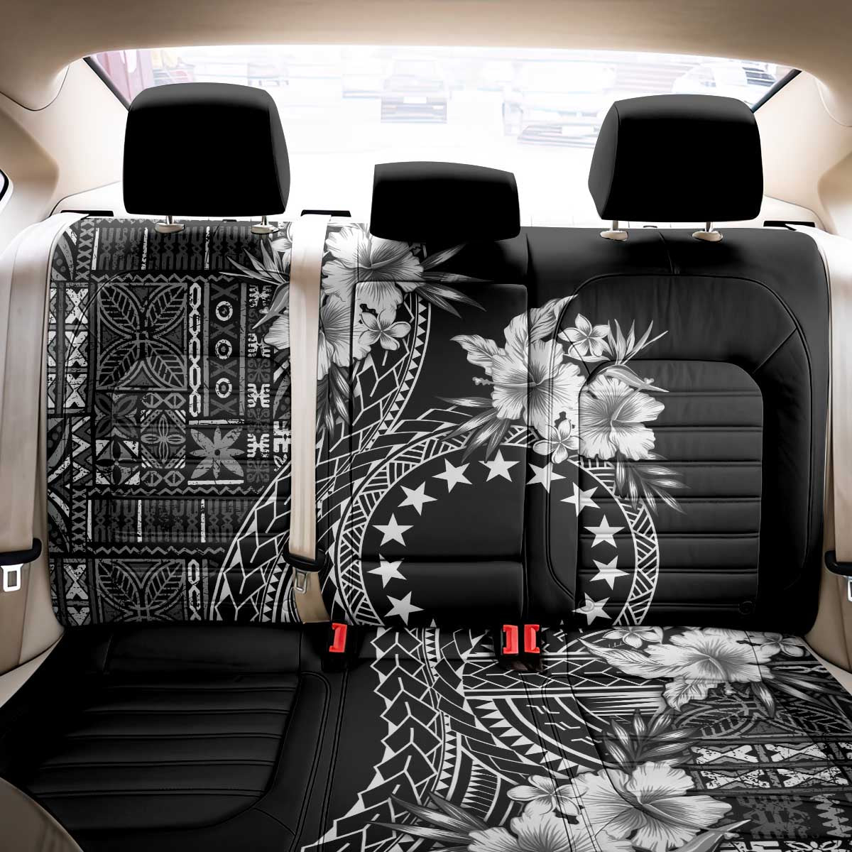 Kia Orana Cook Islands Back Car Seat Cover Tiare and Stars LT7 - Polynesian Pride