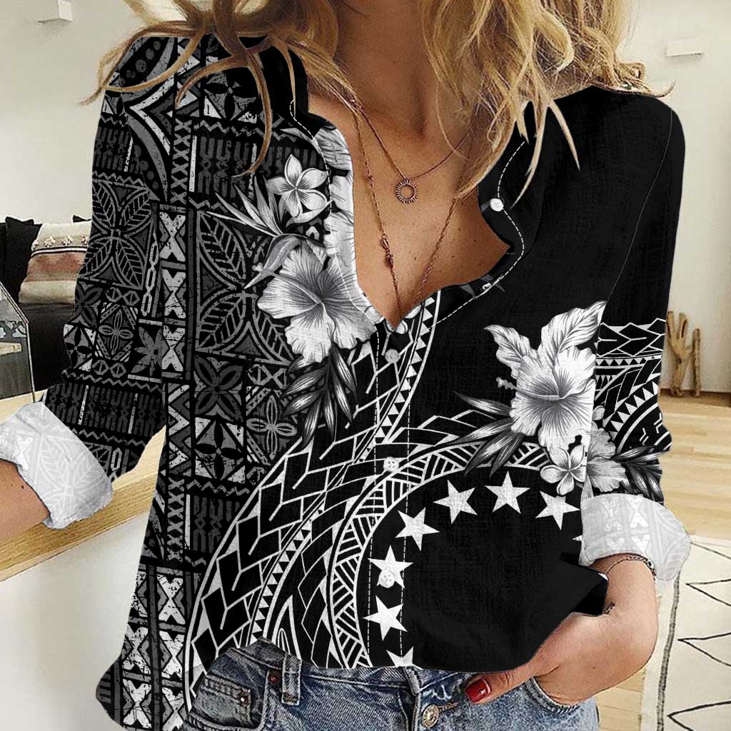 Kia Orana Cook Islands Women Casual Shirt Tiare and Stars