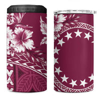 Kia Orana Cook Islands 4 in 1 Can Cooler Tumbler Tiare & Stars - Maroon