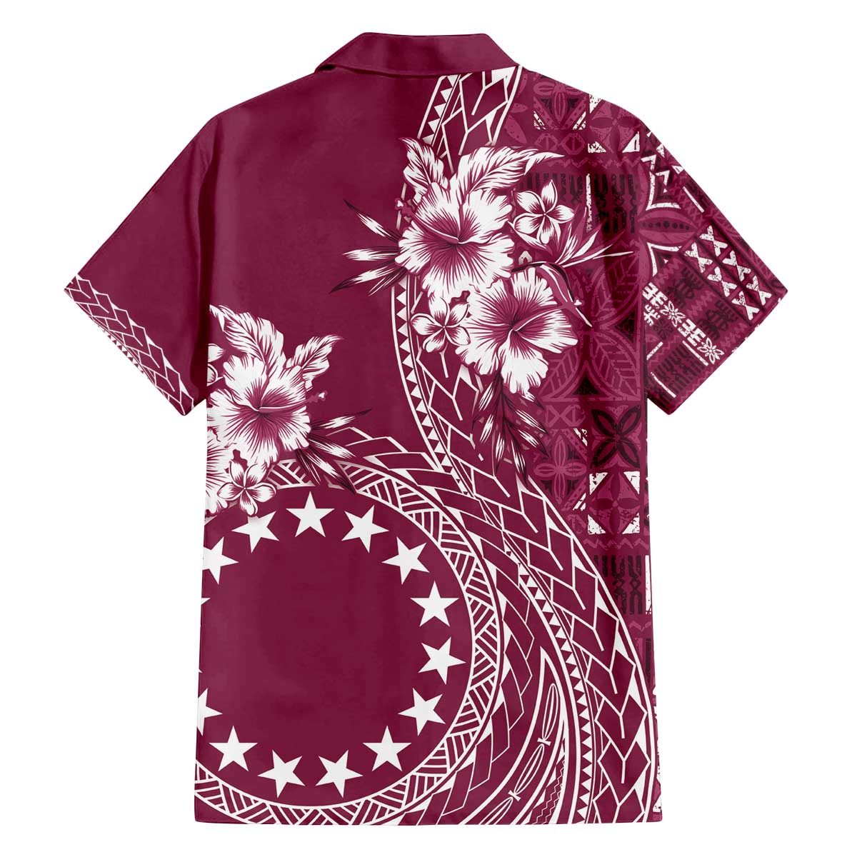 Kia Orana Cook Islands Family Matching Puletasi and Hawaiian Shirt Tiare and Stars - Maroon LT7 - Polynesian Pride