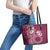 Kia Orana Cook Islands Leather Tote Bag Tiare and Stars - Maroon