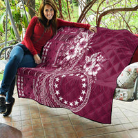 Kia Orana Cook Islands Quilt Tiare and Stars - Maroon
