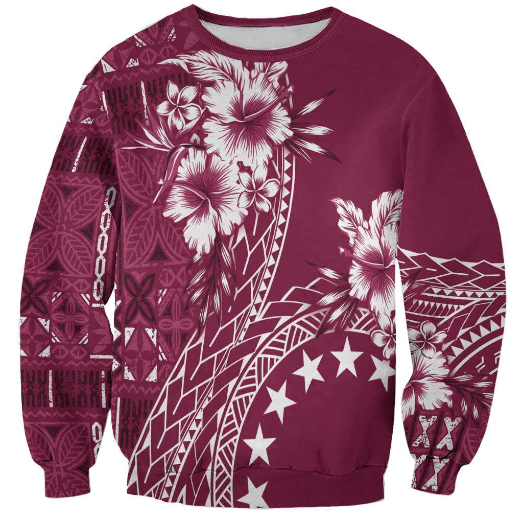 Kia Orana Cook Islands Sweatshirt Tiare and Stars - Maroon