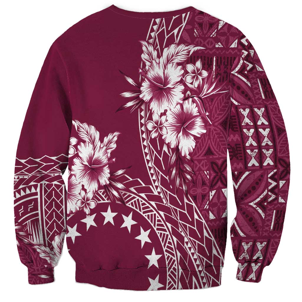Kia Orana Cook Islands Sweatshirt Tiare and Stars - Maroon
