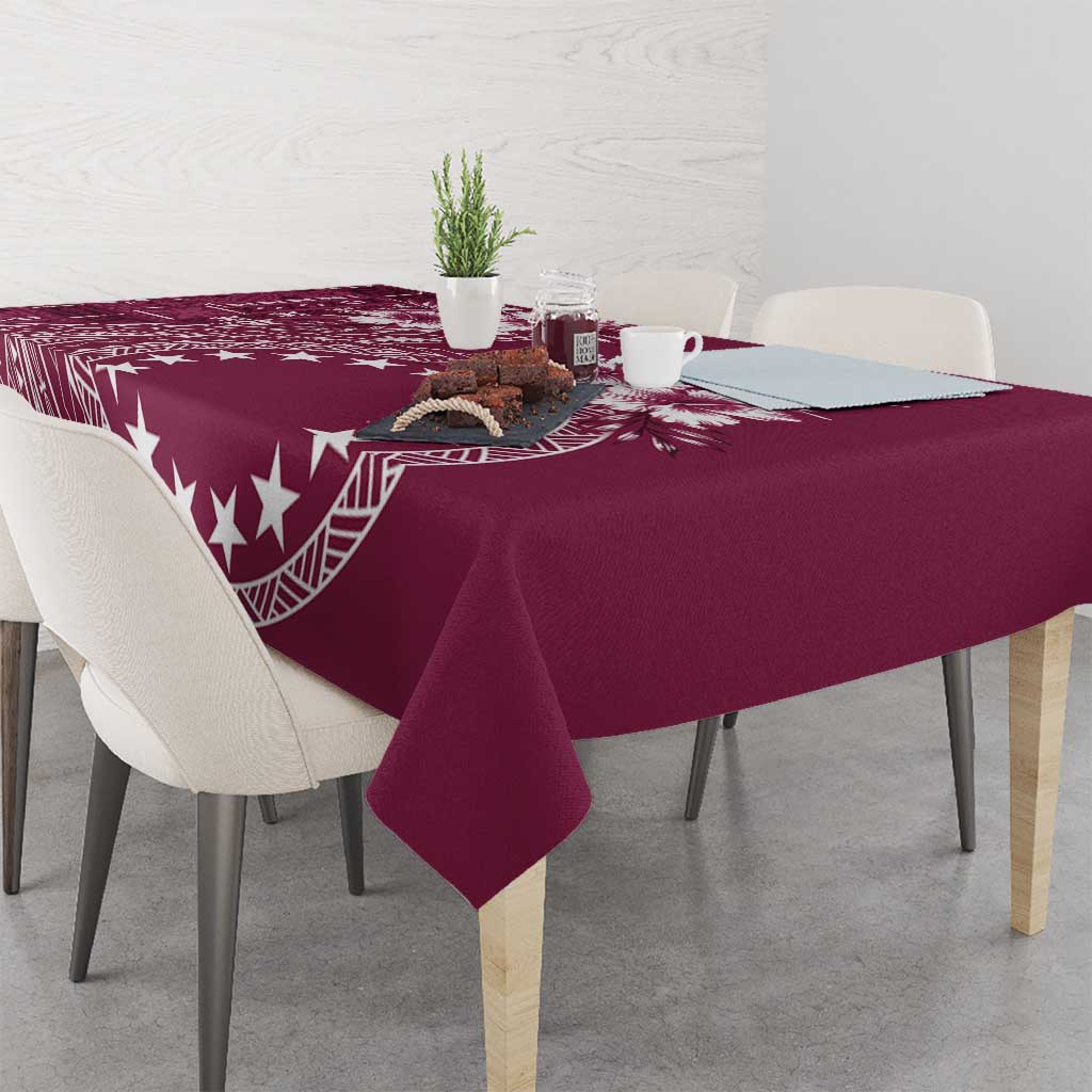 Kia Orana Cook Islands Tablecloth Tiare and Stars - Maroon
