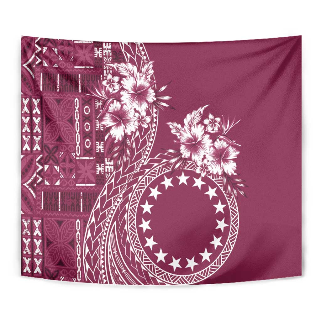 Kia Orana Cook Islands Tapestry Tiare and Stars - Maroon
