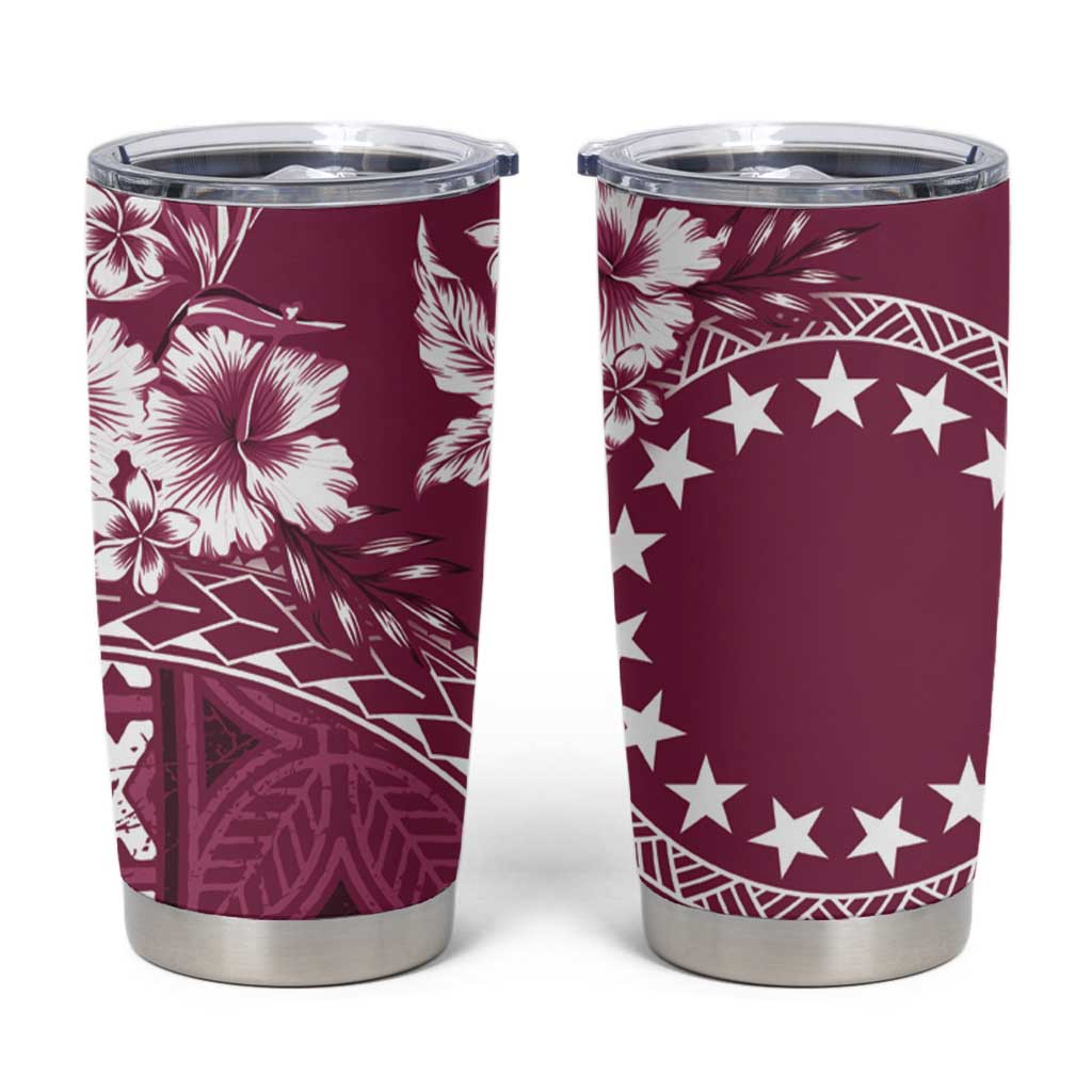 Kia Orana Cook Islands Tumbler Cup Tiare & Stars - Maroon