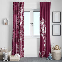 Kia Orana Cook Islands Window Curtain Tiare and Stars - Maroon