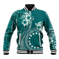 Kia Orana Cook Islands Baseball Jacket Tiare and Stars - Teal