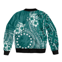 Kia Orana Cook Islands Bomber Jacket Tiare and Stars - Teal