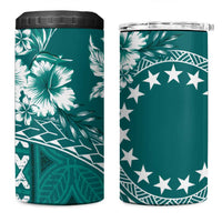 Kia Orana Cook Islands 4 in 1 Can Cooler Tumbler Tiare & Stars - Teal