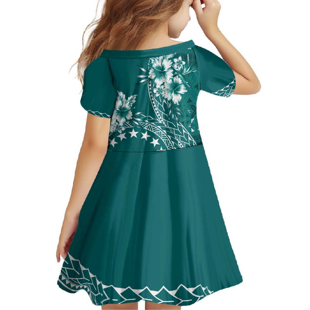 Kia Orana Cook Islands Family Matching Off Shoulder Maxi Dress and Hawaiian Shirt Tiare and Stars - Teal