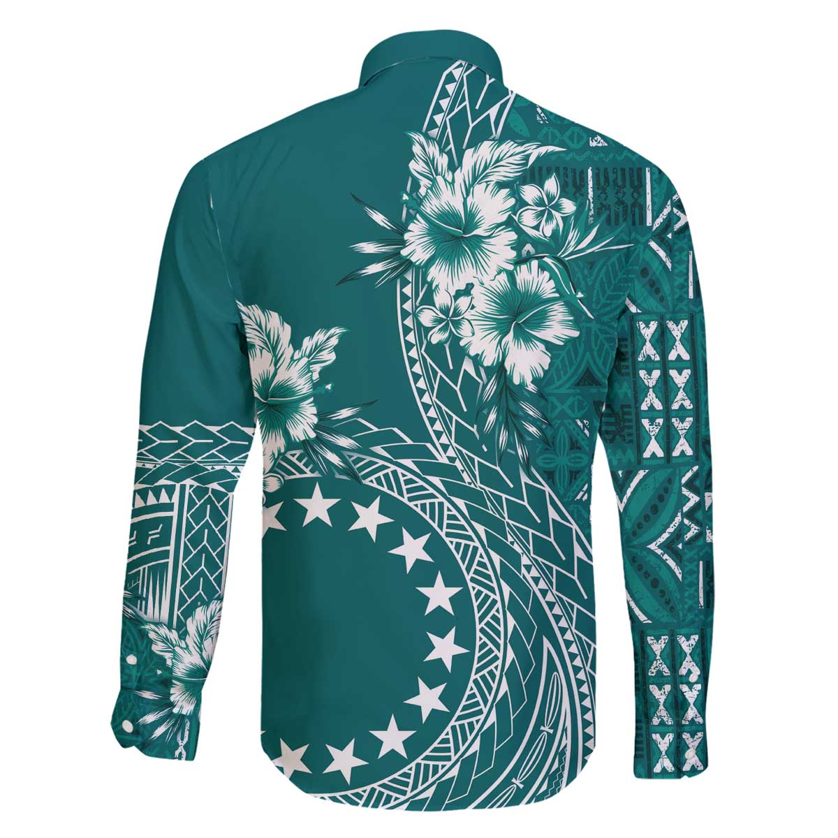 Kia Orana Cook Islands Family Matching Puletasi and Hawaiian Shirt Tiare and Stars - Teal LT7 - Polynesian Pride