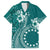 Kia Orana Cook Islands Family Matching Short Sleeve Bodycon Dress and Hawaiian Shirt Tiare and Stars - Teal