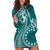 Kia Orana Cook Islands Hoodie Dress Tiare and Stars - Teal