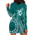 Kia Orana Cook Islands Hoodie Dress Tiare and Stars - Teal