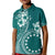 Kia Orana Cook Islands Kid Polo Shirt Tiare and Stars - Teal