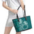 Kia Orana Cook Islands Leather Tote Bag Tiare and Stars - Teal