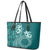 Kia Orana Cook Islands Leather Tote Bag Tiare and Stars - Teal