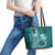 Kia Orana Cook Islands Leather Tote Bag Tiare and Stars - Teal