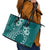 Kia Orana Cook Islands Leather Tote Bag Tiare and Stars - Teal