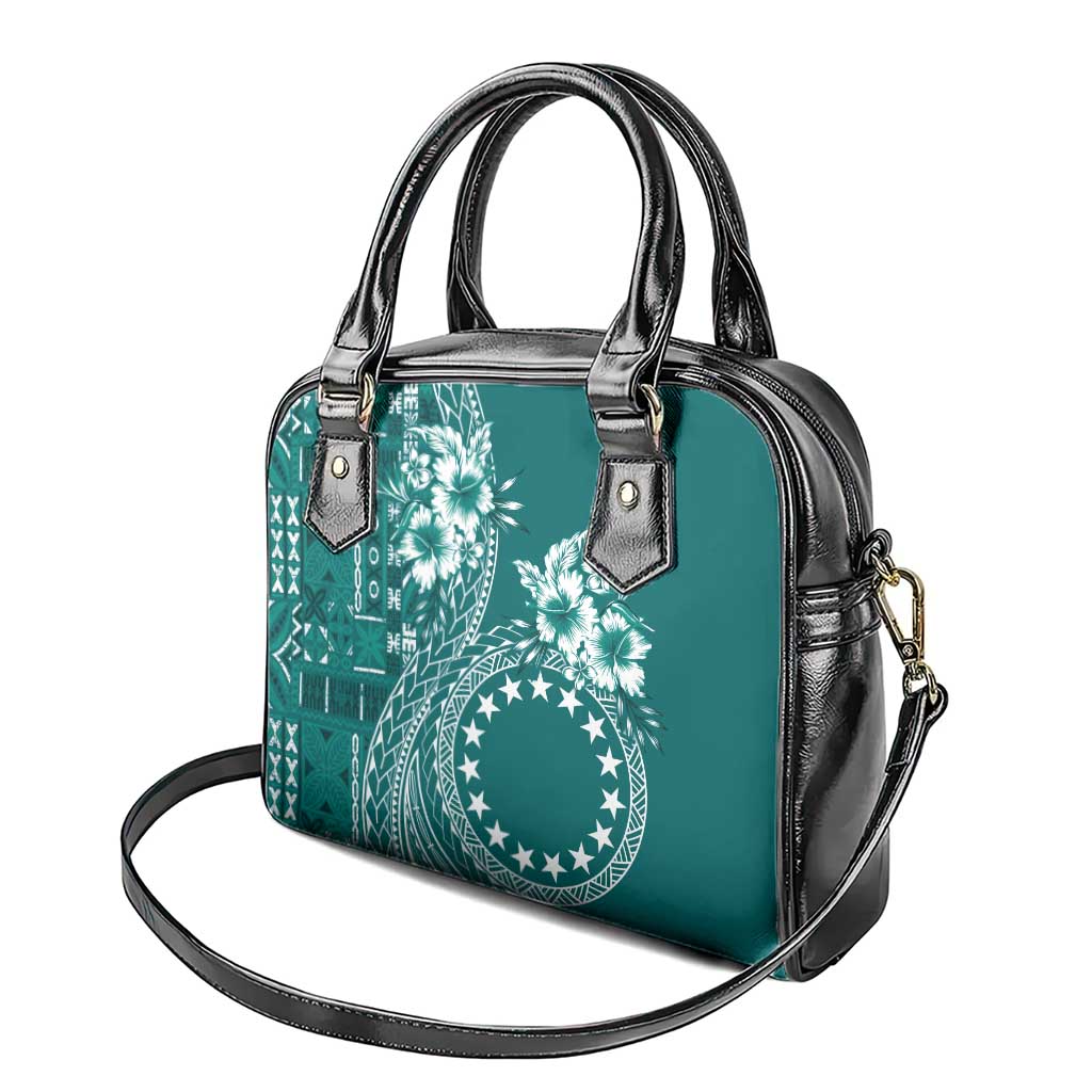 Kia Orana Cook Islands Shoulder Handbag Tiare and Stars - Teal