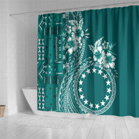 Kia Orana Cook Islands Shower Curtain Tiare and Stars - Teal