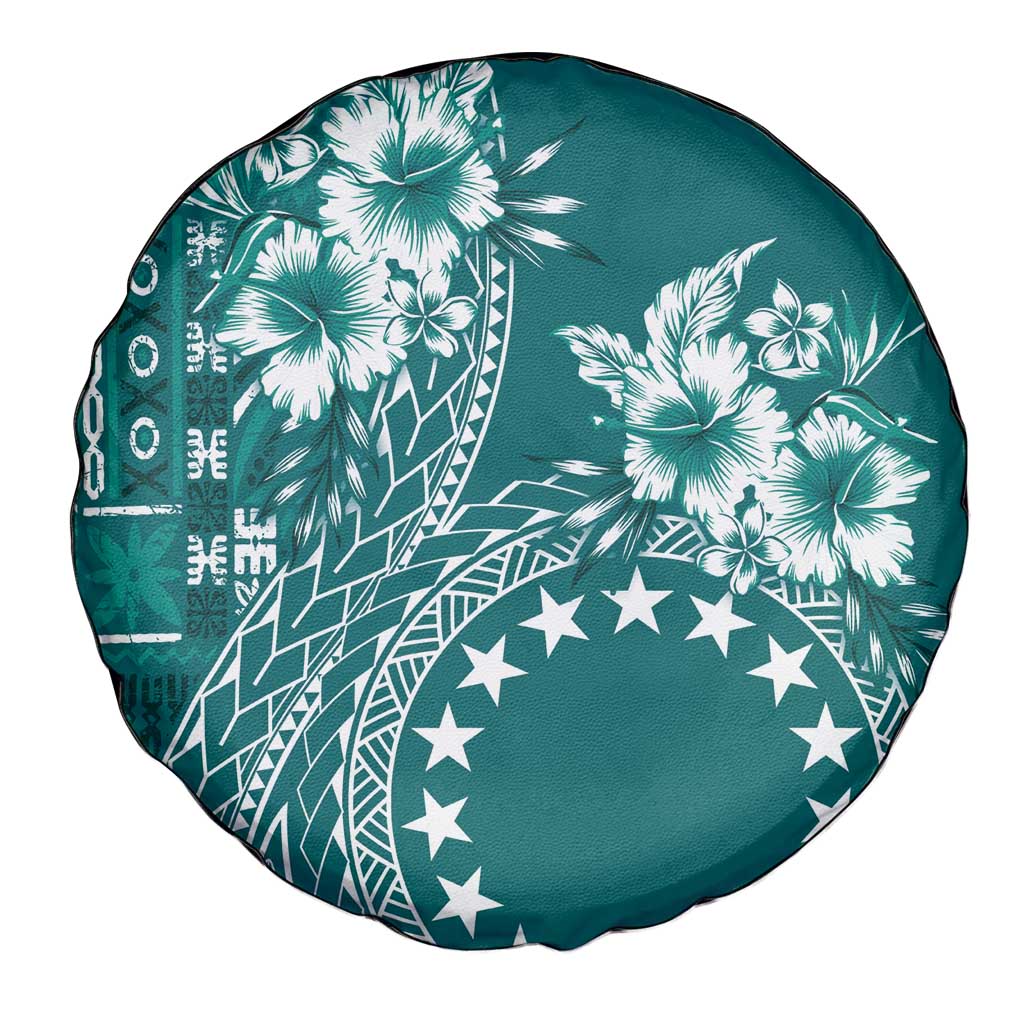 Kia Orana Cook Islands Spare Tire Cover Tiare and Stars - Teal