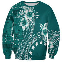 Kia Orana Cook Islands Sweatshirt Tiare and Stars - Teal