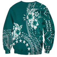 Kia Orana Cook Islands Sweatshirt Tiare and Stars - Teal