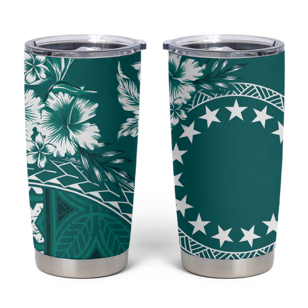 Kia Orana Cook Islands Tumbler Cup Tiare & Stars - Teal