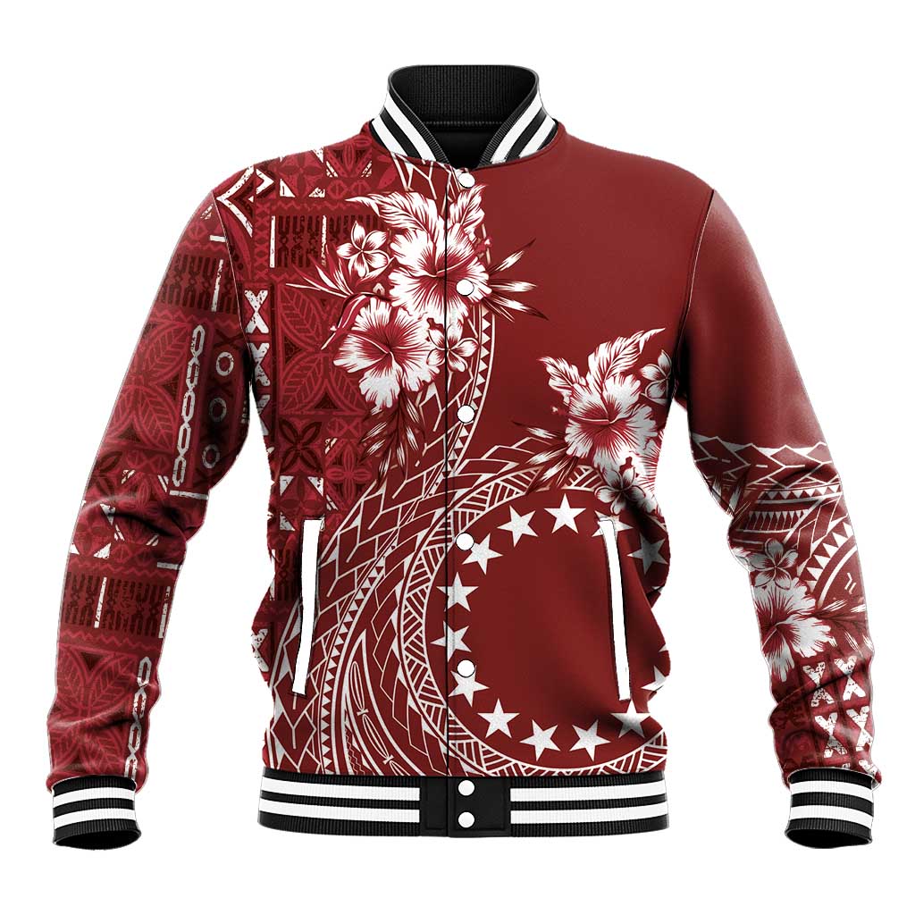 Kia Orana Cook Islands Baseball Jacket Tiare and Stars - Scarlet