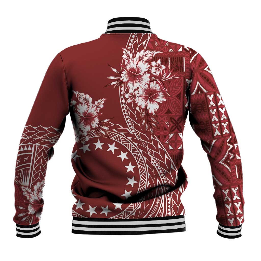 Kia Orana Cook Islands Baseball Jacket Tiare and Stars - Scarlet