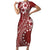 Kia Orana Cook Islands Family Matching Short Sleeve Bodycon Dress and Hawaiian Shirt Tiare and Stars - Scarlet