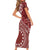 Kia Orana Cook Islands Family Matching Short Sleeve Bodycon Dress and Hawaiian Shirt Tiare and Stars - Scarlet