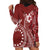 Kia Orana Cook Islands Hoodie Dress Tiare and Stars - Scarlet